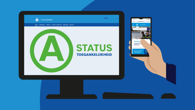 Schermen van desktop en mobiel met daarop de A-status in toegankelijkheid