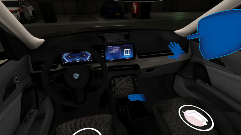 Een auto in VR Falcon gezien door de VR-bril