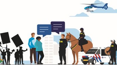 Een tekening van de politie in de samenleving