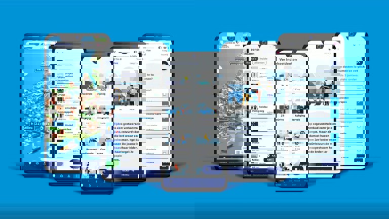 Voorbeelden van hoe het scherm op een mobiele telefoon eruit ziet met de game Profchecks